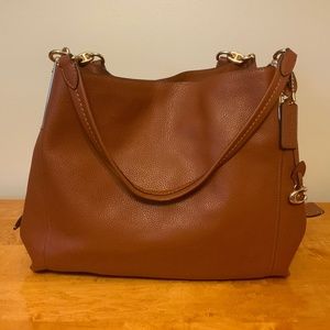 Coach Dalton 31 #73545 NEW Without Tags Saddle/Gold Polished Pebble Leather